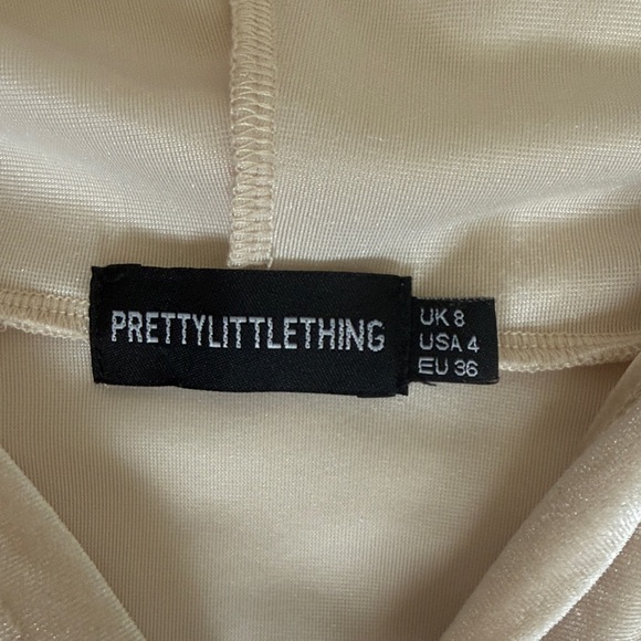 PrettyLittleThing Velour Hooded Romper – Beige Lounge Playsuit - Picture 2 of 8